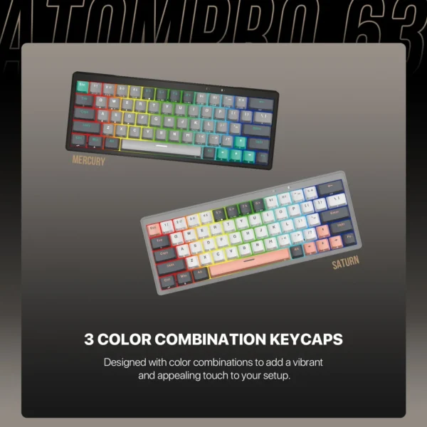 Fantech MK912 ATOM PRO63 RGB Bluetooth, Wireless Gaming keyboard Saturn - Image 2