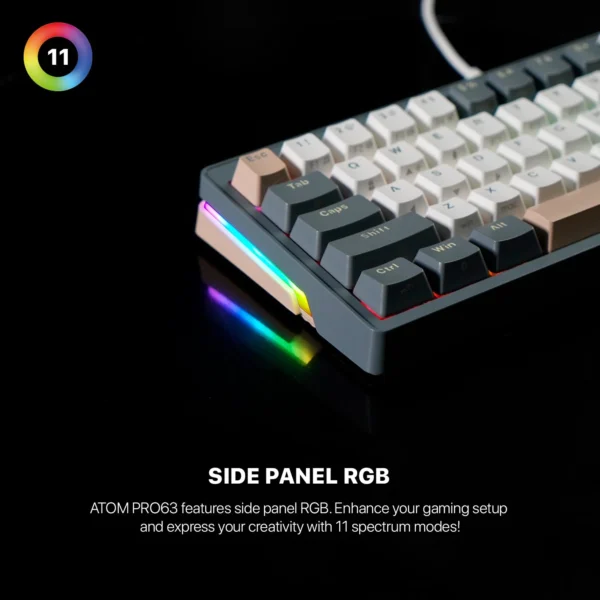 Fantech MK912 ATOM PRO63 RGB Bluetooth, Wireless Gaming keyboard Saturn - Image 5