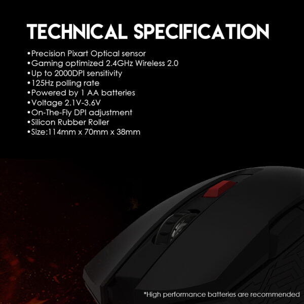 FANTECH WG10 RAIGOR II WIRELESS MOUSE - Image 7